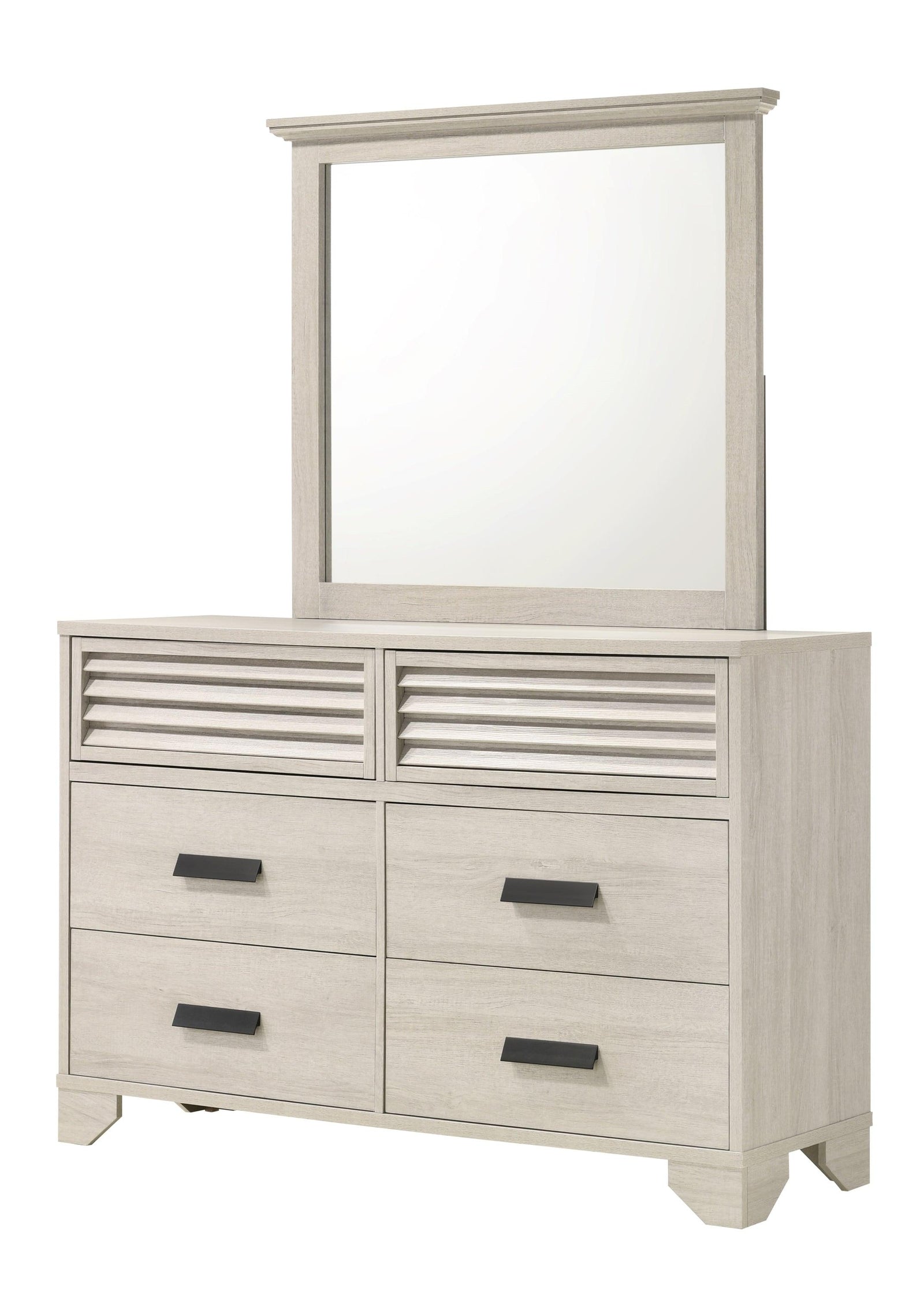 Sarter White Modern Contemporary Solid Wood And Veneers 6-Drawers Dresser - Ella Furniture