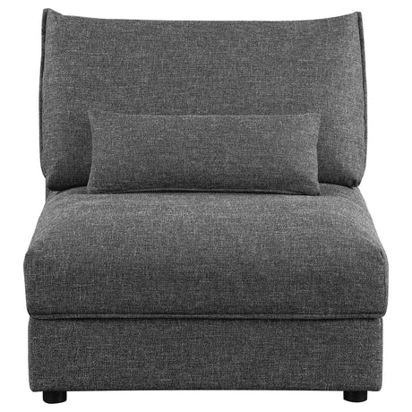 Sasha Upholstered Armless Chair Barely Black 551681 - Ella Furniture