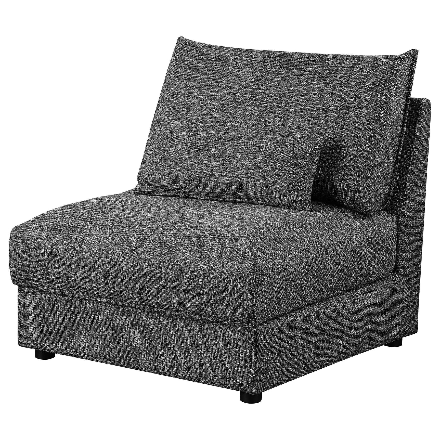 Sasha Upholstered Armless Chair Barely Black 551681 - Ella Furniture