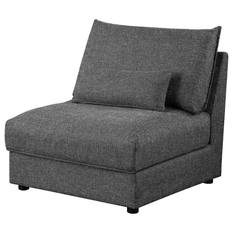 Sasha Upholstered Armless Chair Barely Black 551681 - Ella Furniture