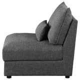 Sasha Upholstered Armless Chair Barely Black 551681 - Ella Furniture