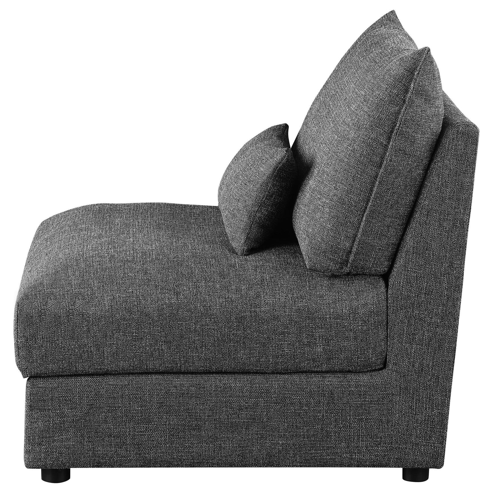 Sasha Upholstered Armless Chair Barely Black 551681 - Ella Furniture