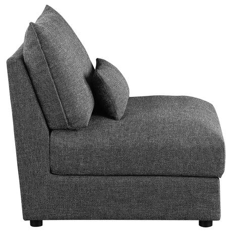 Sasha Upholstered Armless Chair Barely Black 551681 - Ella Furniture