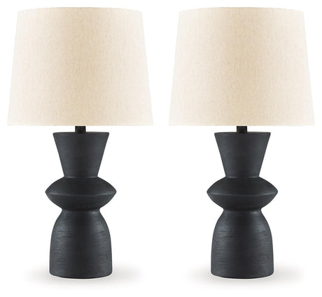 Scarbot Distressed Black Table Lamp (Set of 2) - Ella Furniture