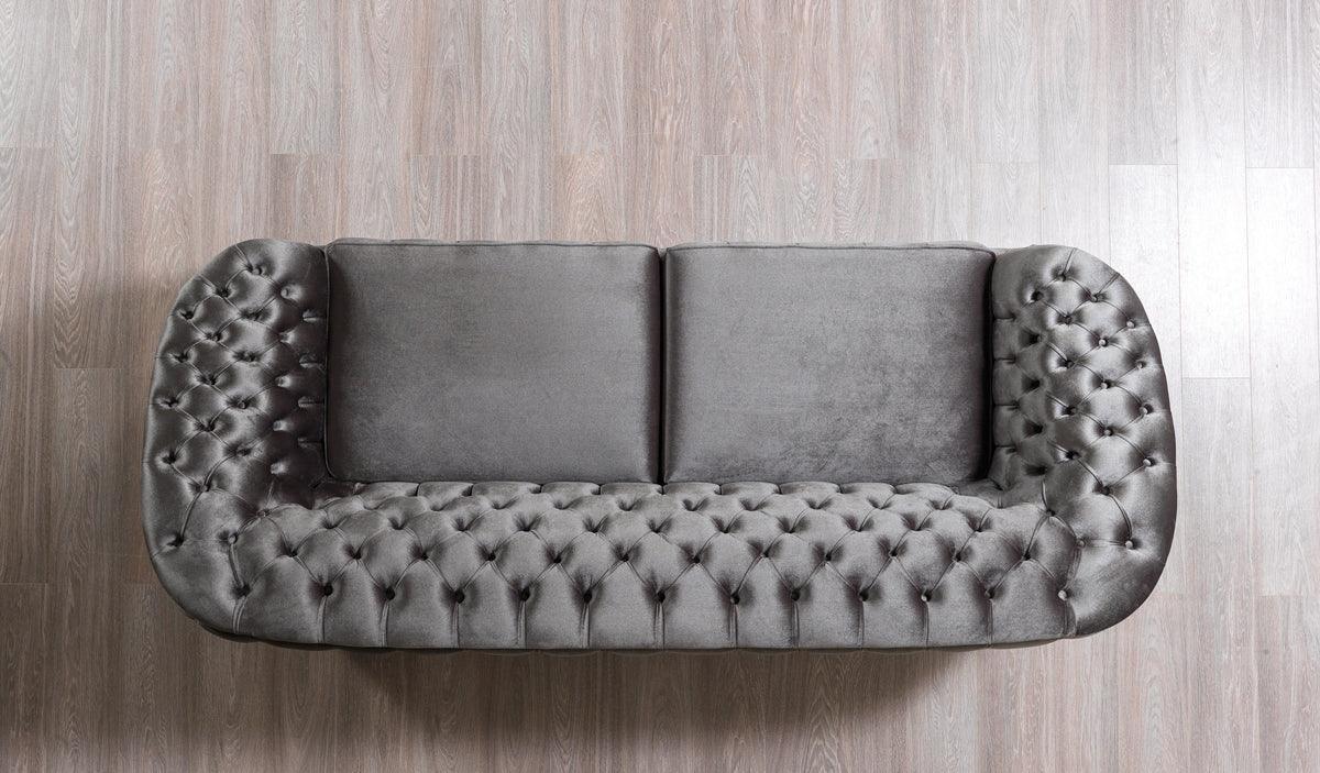 Scarlett Gray Velvet Sofa & Loveseat - Ella Furniture