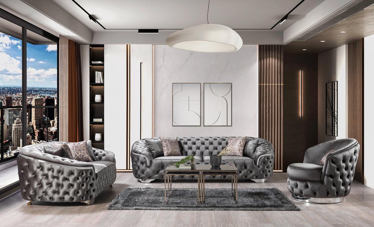 Scarlett Gray Velvet Sofa & Loveseat - Ella Furniture