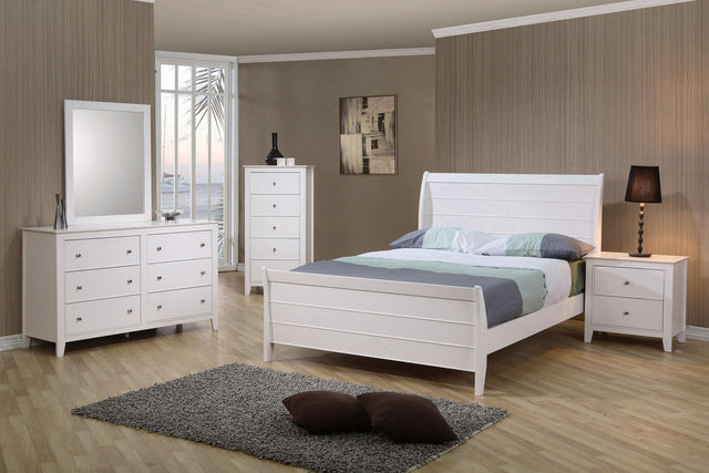 Selena Buttermilk Sleigh Platform Bedroom Set - Ella Furniture