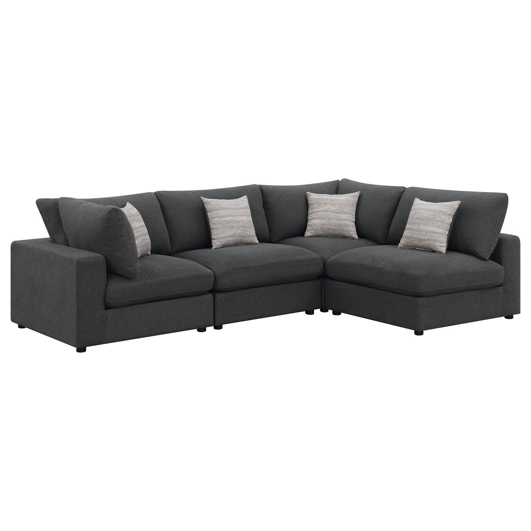 Serene Serene 4-piece Upholstered Modular Sectional Sofa Charcoal 551324-SETA - Ella Furniture