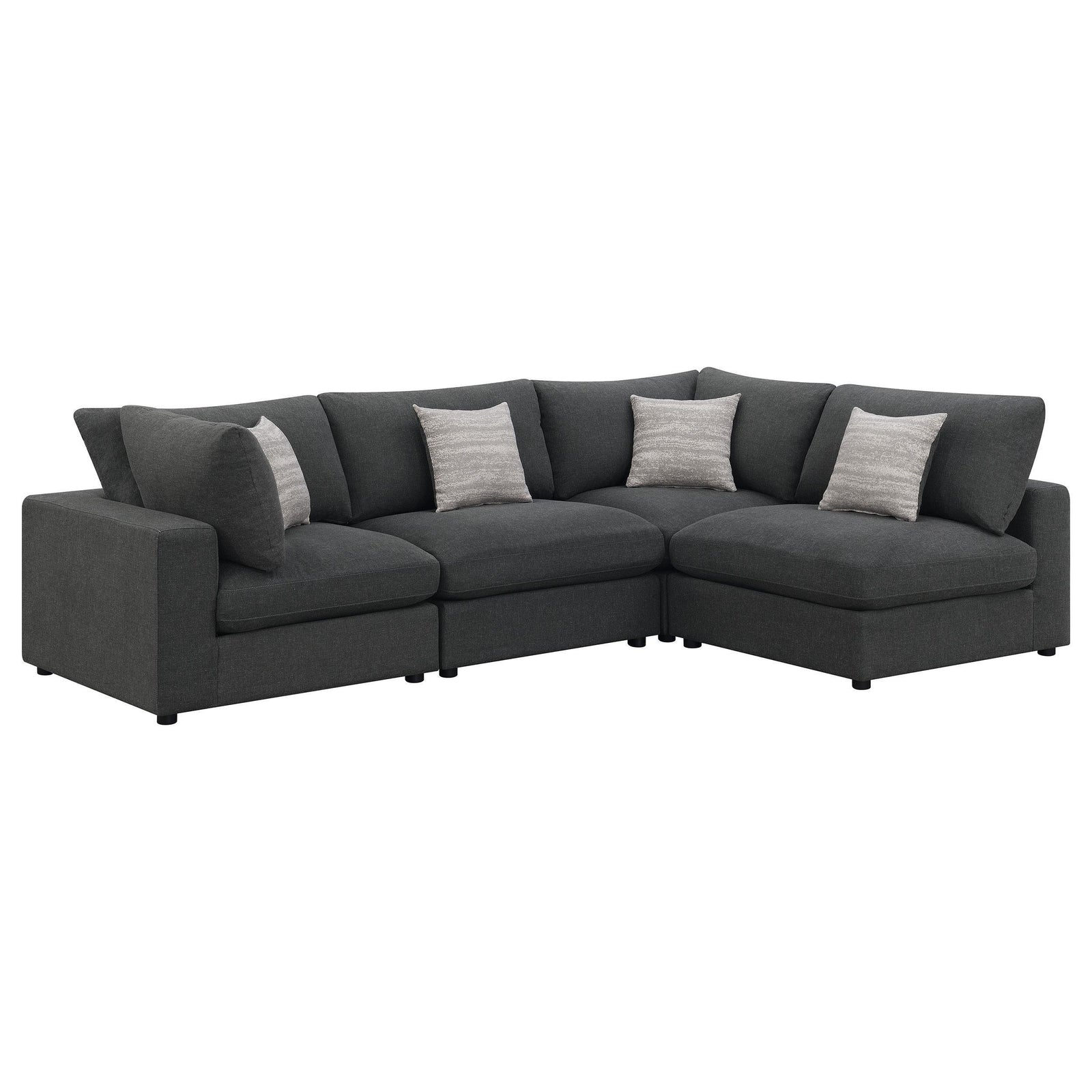 Serene Serene 4-piece Upholstered Modular Sectional Sofa Charcoal 551324-SETA - Ella Furniture
