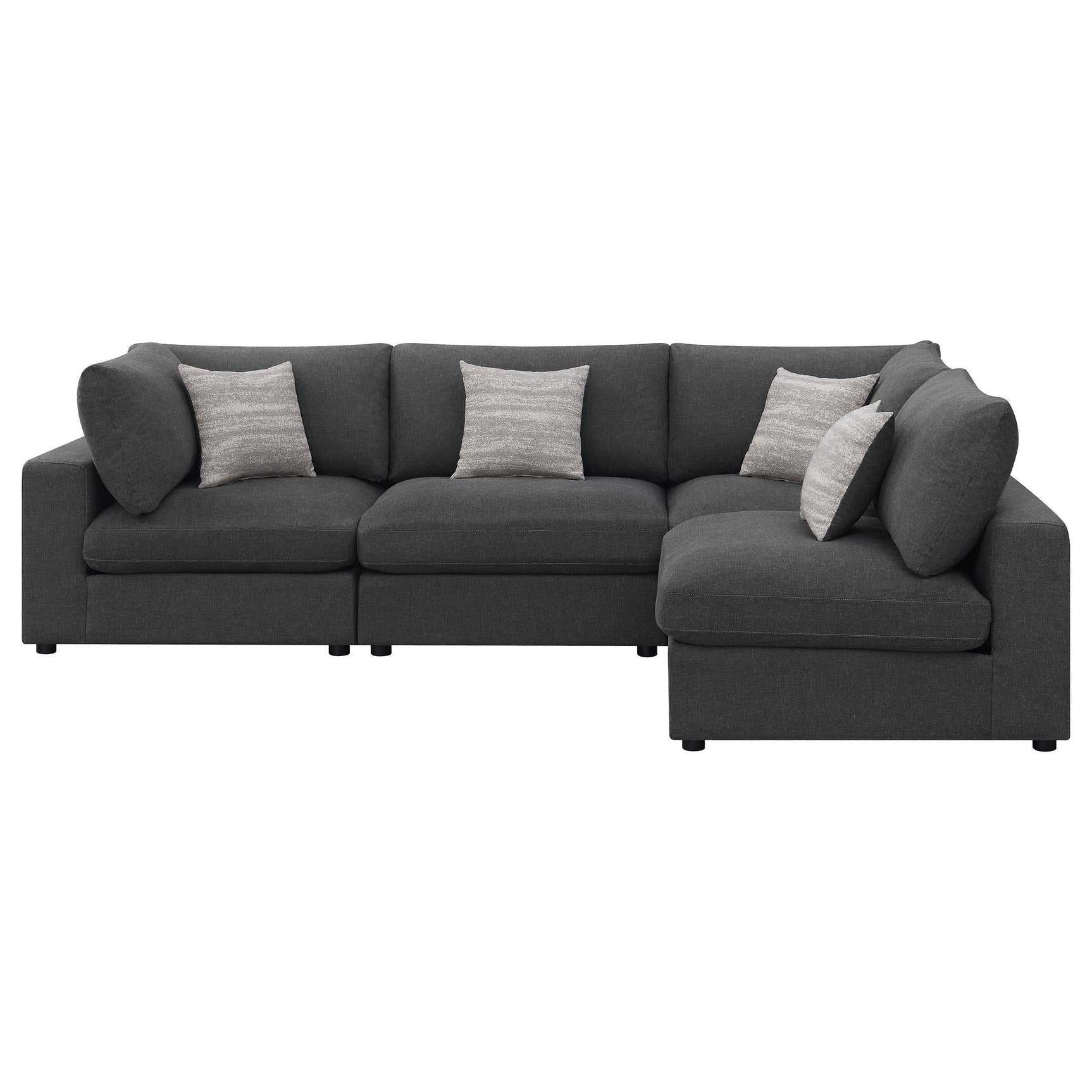 Serene Serene 4-piece Upholstered Modular Sectional Sofa Charcoal 551324-SETA - Ella Furniture