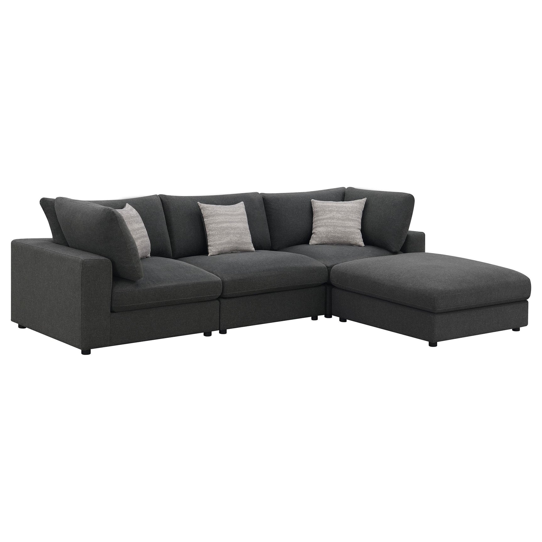 Serene Serene 4-piece Upholstered Modular Sectional Sofa Charcoal 551324-SETB - Ella Furniture