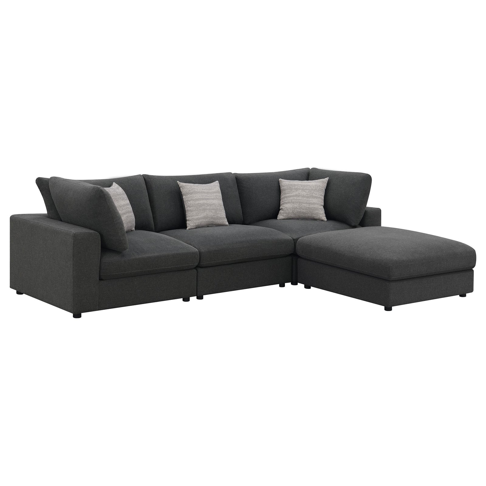 Serene Serene 4-piece Upholstered Modular Sectional Sofa Charcoal 551324-SETB - Ella Furniture