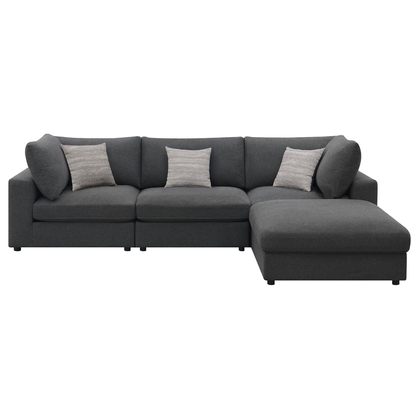 Serene Serene 4-piece Upholstered Modular Sectional Sofa Charcoal 551324-SETB - Ella Furniture