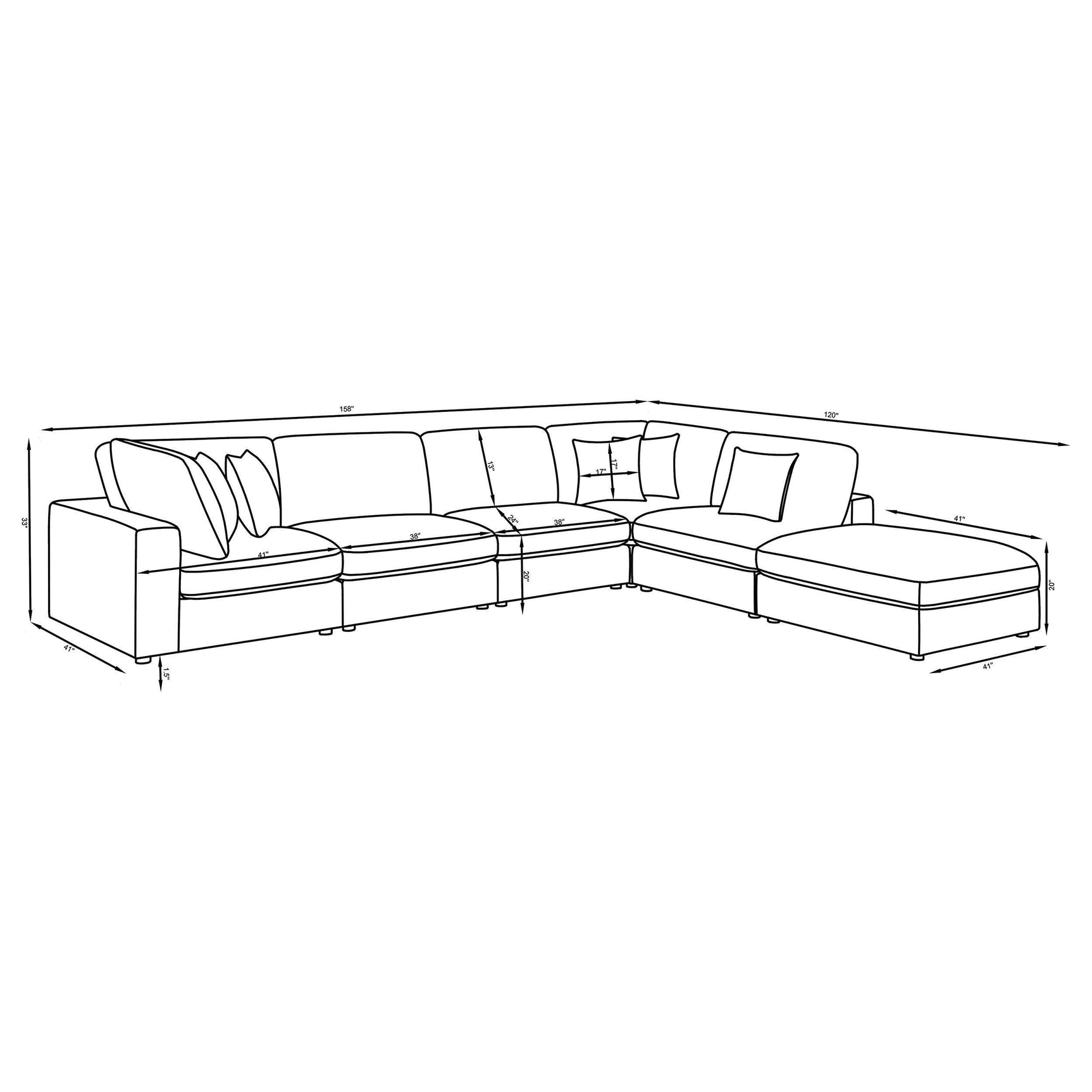 Serene Serene 6-piece Upholstered Modular Sectional Sofa Charcoal 551324-SET - Ella Furniture
