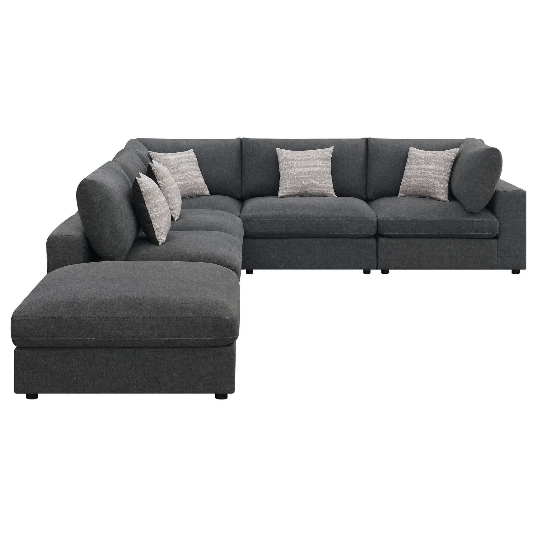 Serene Serene 6-piece Upholstered Modular Sectional Sofa Charcoal 551324-SET - Ella Furniture