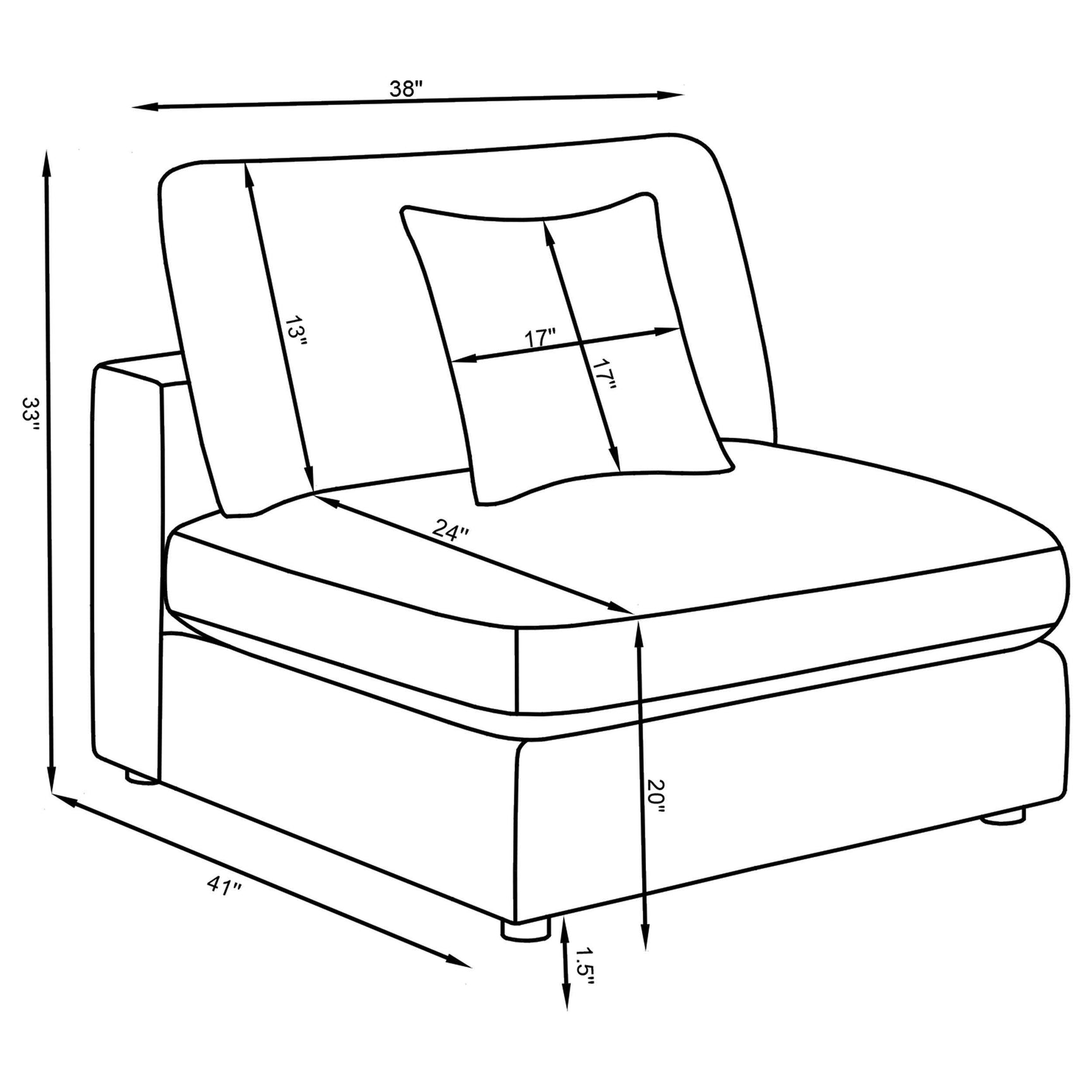 Serene Serene Upholstered Armless Chair Charcoal 551324 - Ella Furniture