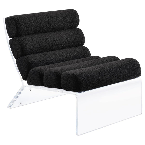 Serreta Boucle Upholstered Armless Accent Chair With Clear Acrylic Frame Black 903162 - Ella Furniture