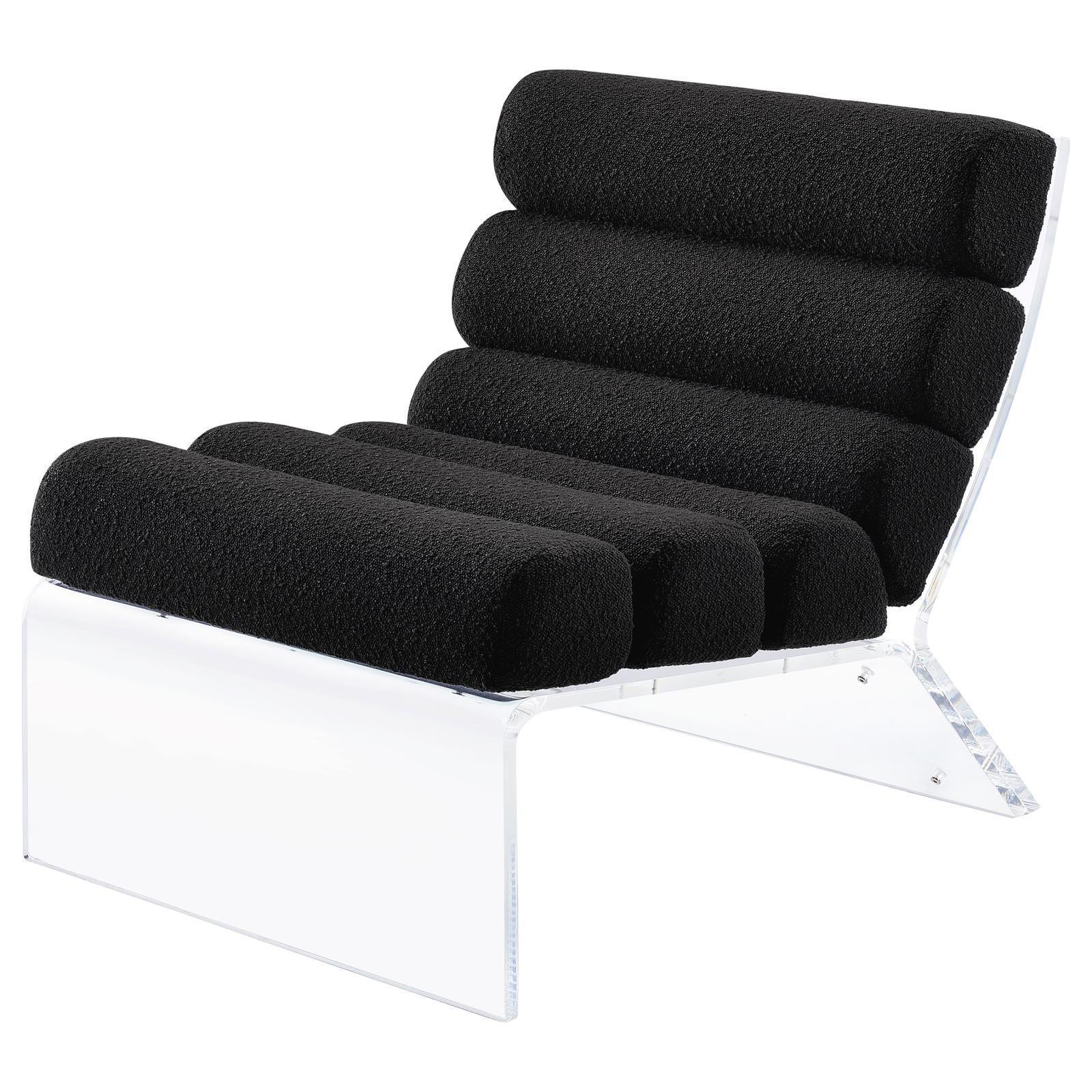 Serreta Boucle Upholstered Armless Accent Chair With Clear Acrylic Frame Black 903162 - Ella Furniture