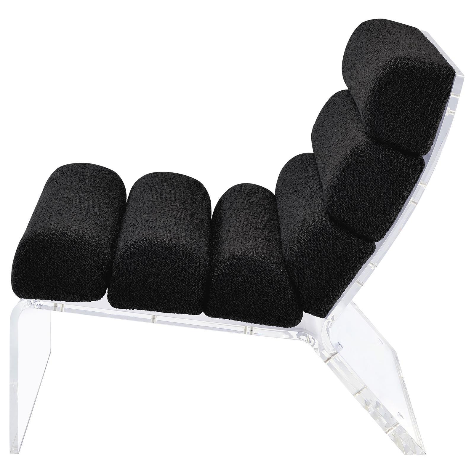 Serreta Boucle Upholstered Armless Accent Chair With Clear Acrylic Frame Black 903162 - Ella Furniture