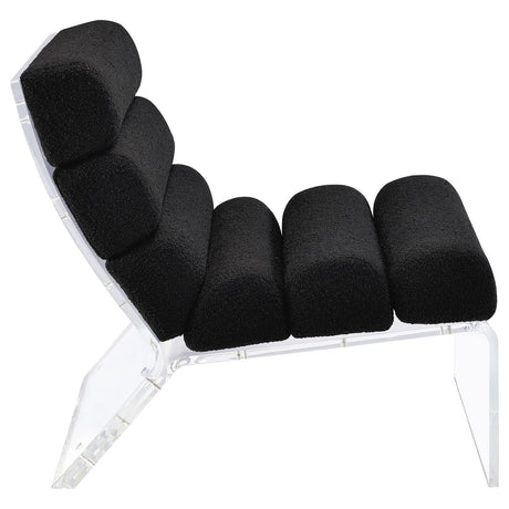 Serreta Boucle Upholstered Armless Accent Chair With Clear Acrylic Frame Black 903162 - Ella Furniture