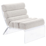 Serreta Boucle Upholstered Armless Accent Chair With Clear Acrylic Frame Ivory 903161 - Ella Furniture