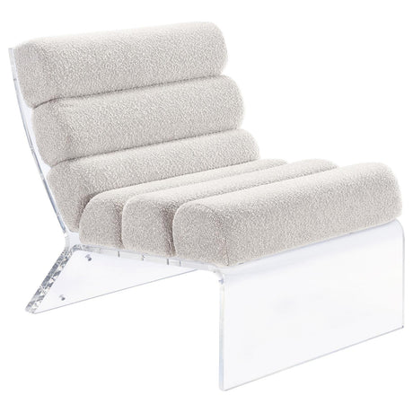 Serreta Boucle Upholstered Armless Accent Chair With Clear Acrylic Frame Ivory 903161 - Ella Furniture
