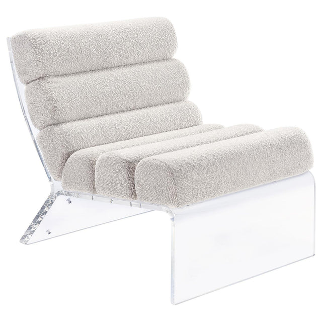 Serreta Boucle Upholstered Armless Accent Chair With Clear Acrylic Frame Ivory 903161 - Ella Furniture