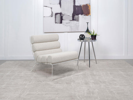 Serreta Boucle Upholstered Armless Accent Chair With Clear Acrylic Frame Ivory 903161 - Ella Furniture