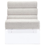 Serreta Boucle Upholstered Armless Accent Chair With Clear Acrylic Frame Ivory 903161 - Ella Furniture