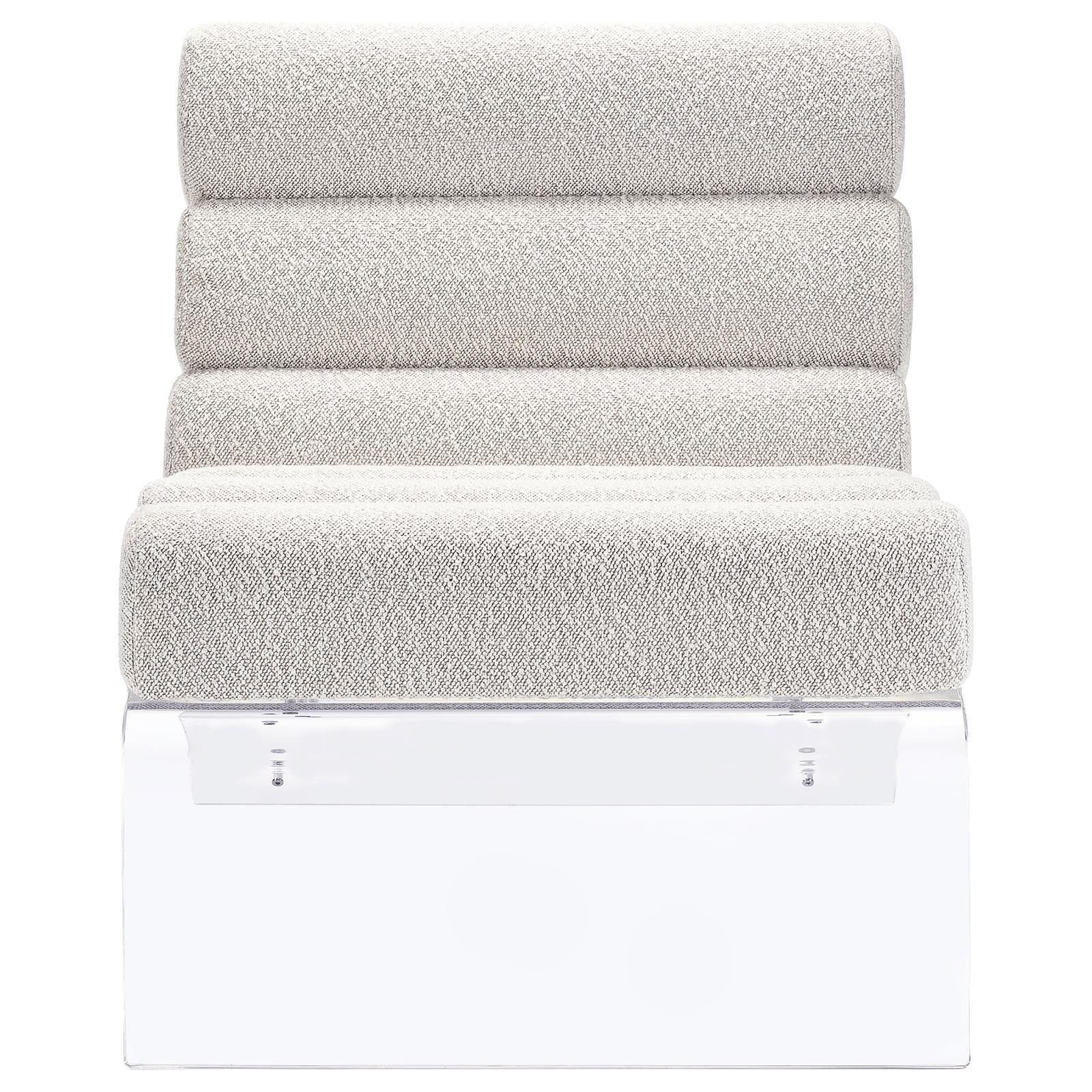 Serreta Boucle Upholstered Armless Accent Chair With Clear Acrylic Frame Ivory 903161 - Ella Furniture