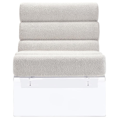Serreta Boucle Upholstered Armless Accent Chair With Clear Acrylic Frame Ivory 903161 - Ella Furniture