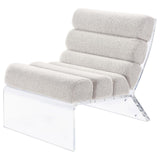 Serreta Boucle Upholstered Armless Accent Chair With Clear Acrylic Frame Ivory 903161 - Ella Furniture