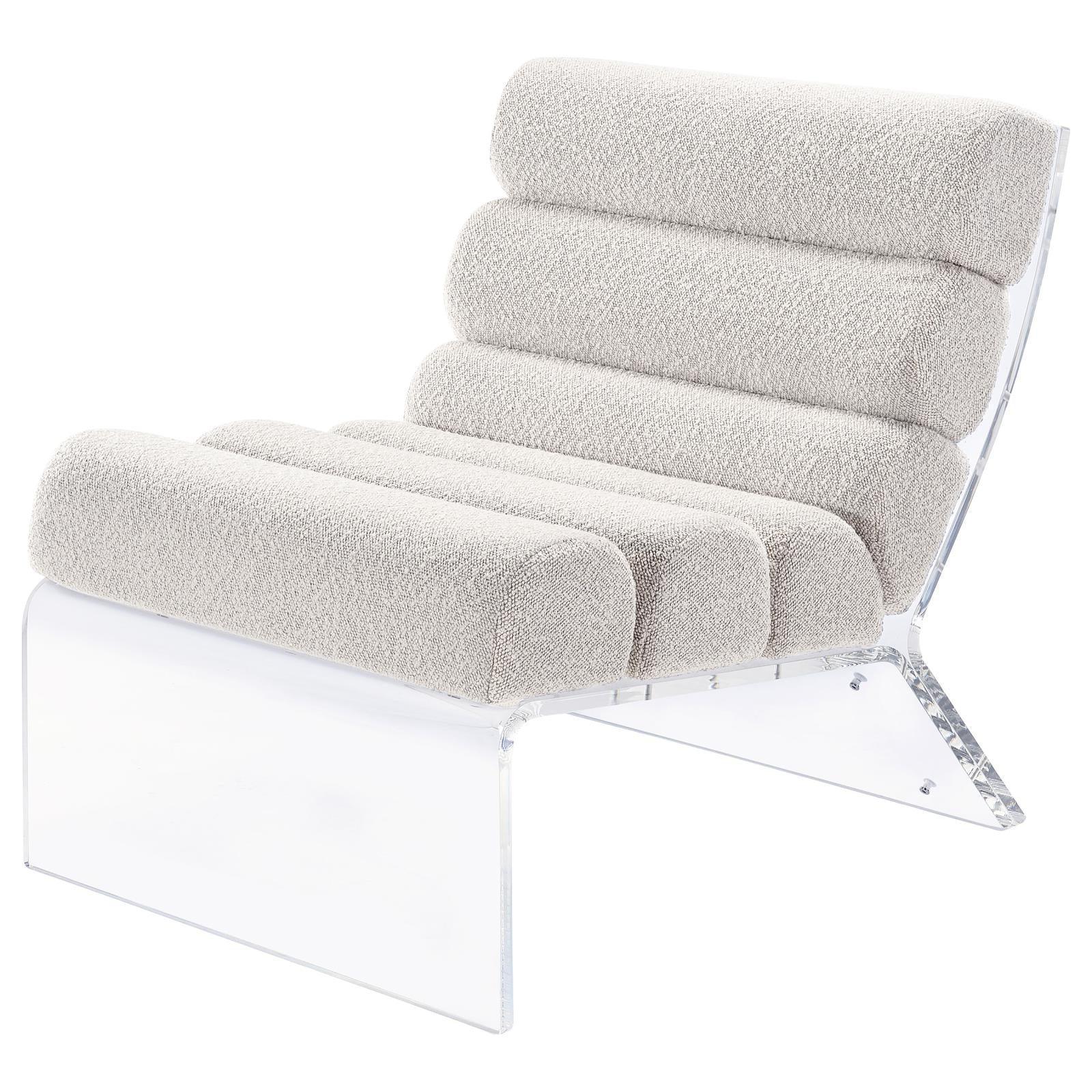 Serreta Boucle Upholstered Armless Accent Chair With Clear Acrylic Frame Ivory 903161 - Ella Furniture