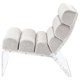 Serreta Boucle Upholstered Armless Accent Chair With Clear Acrylic Frame Ivory 903161 - Ella Furniture