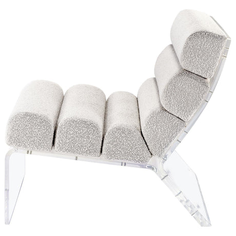Serreta Boucle Upholstered Armless Accent Chair With Clear Acrylic Frame Ivory 903161 - Ella Furniture