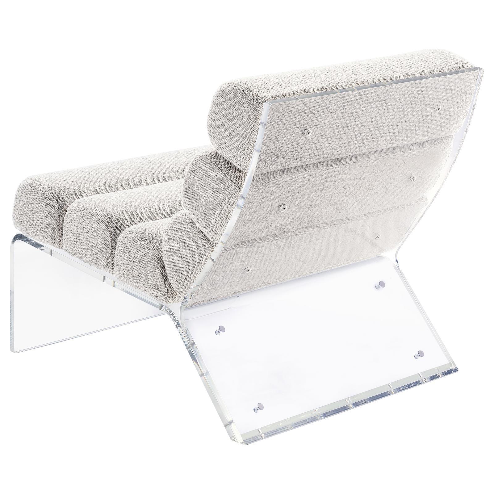 Serreta Boucle Upholstered Armless Accent Chair With Clear Acrylic Frame Ivory 903161 - Ella Furniture