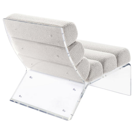 Serreta Boucle Upholstered Armless Accent Chair With Clear Acrylic Frame Ivory 903161 - Ella Furniture