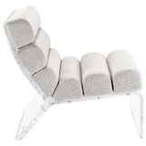 Serreta Boucle Upholstered Armless Accent Chair With Clear Acrylic Frame Ivory 903161 - Ella Furniture
