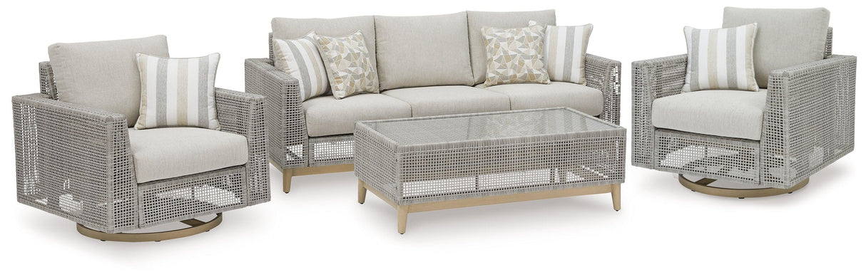 Seton Gray Creek Outdoor Sofa And 2 Chairs With Coffee Table - Ella Furniture