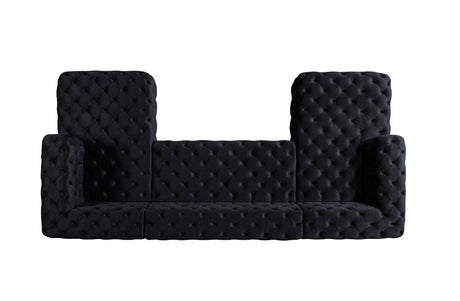 Seva Black Velvet Double Chaise Sectional - Ella Furniture