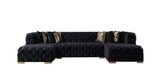 Seva Black Velvet Double Chaise Sectional - Ella Furniture