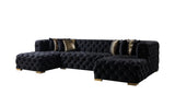 Seva Black Velvet Double Chaise Sectional - Ella Furniture