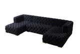 Seva Black Velvet Double Chaise Sectional - Ella Furniture