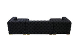Seva Black Velvet Double Chaise Sectional - Ella Furniture