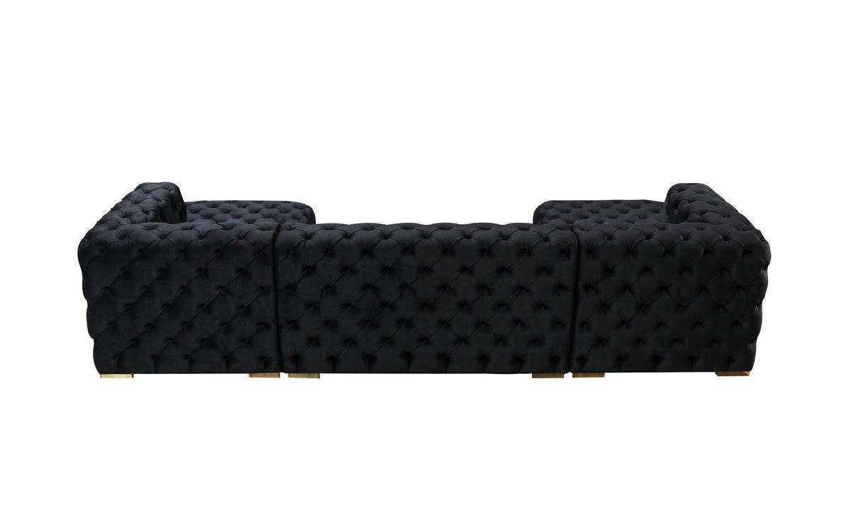 Seva Black Velvet Double Chaise Sectional - Ella Furniture