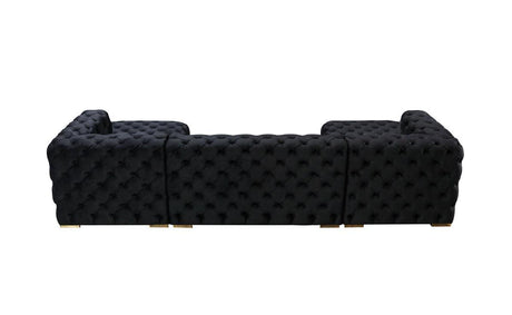 Seva Black Velvet Double Chaise Sectional - Ella Furniture