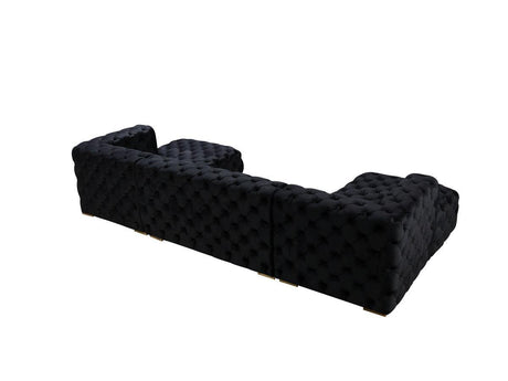 Seva Black Velvet Double Chaise Sectional - Ella Furniture