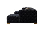 Seva Black Velvet Double Chaise Sectional - Ella Furniture