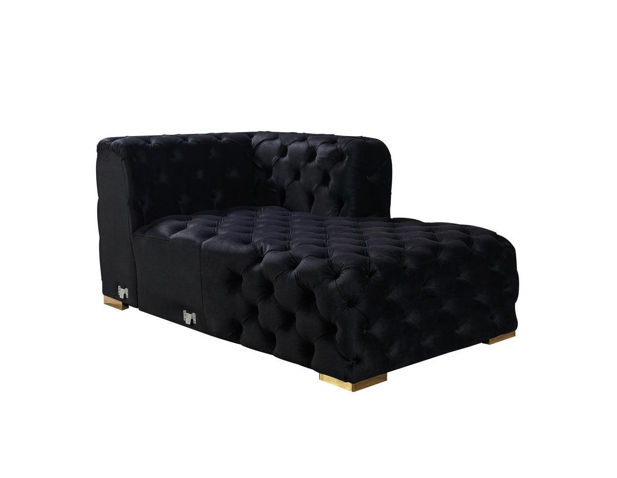 Seva Black Velvet Double Chaise Sectional - Ella Furniture
