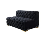 Seva Black Velvet Double Chaise Sectional - Ella Furniture